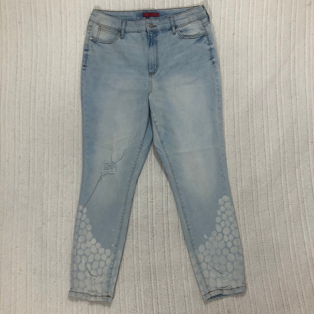 Jennifer Lopez High Rise Skinny Crop Distressed Jeans Women's Size 12 Light Wash